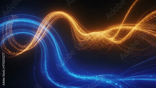 Wallpaper Mural Dynamic abstract energy streams flowing with vibrant blue and gold light trails, ideal for futuristic technology reveals and modern digital designs Torontodigital.ca