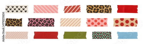 PNG Colorful patterned decorative tape collection, element set on transparent background