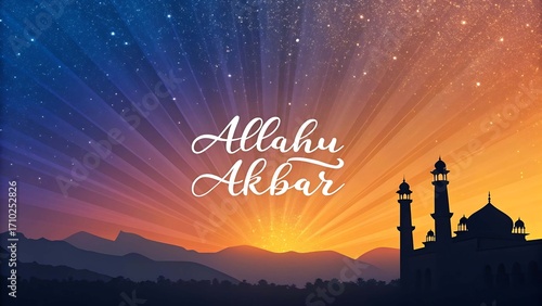 Allahu Akbar • Sunrise Rays over Mosque Silhouette
