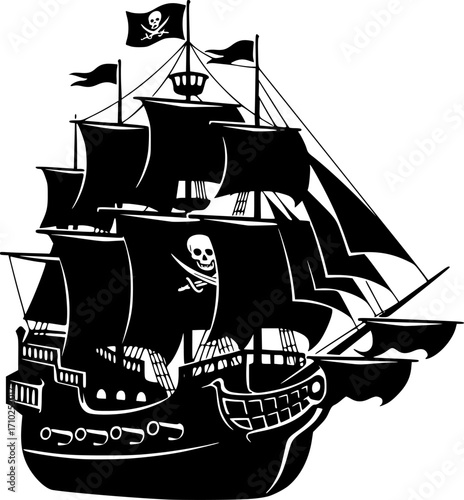 pirate ship icon illustration, pirate ship silhouette logo svg vector
