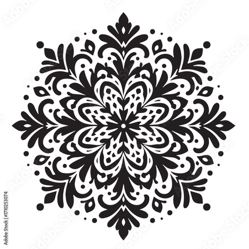 Black Snowflake Silhouette Vector Illustration design, Solid White Background