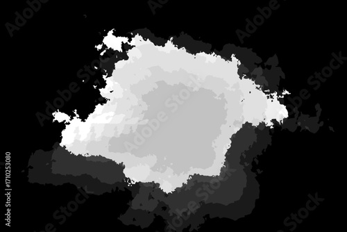 Abstract design resembling a cloud formation on a solid black background. The image