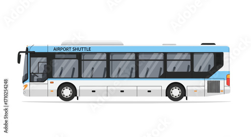 Airport Shuttle Bus Vector Illustration on White Background