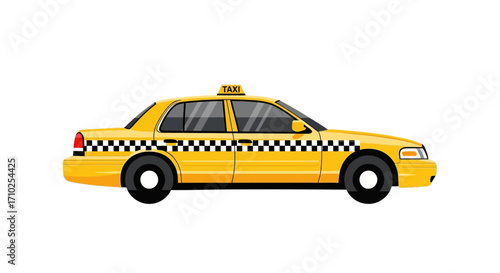 Yellow Taxi Cab Vector Illustration on White Background