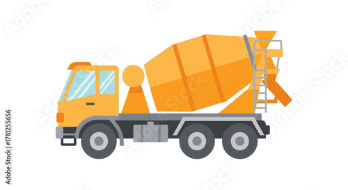 Vector Illustration of a Cement Mixer Truck on White Background