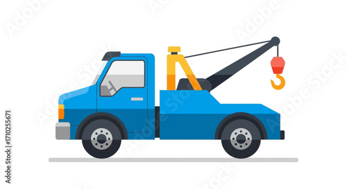 Blue Tow Truck Illustration - Flat Design Vector Graphic