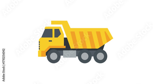 Vector Illustration of Yellow Dump Truck on White Background