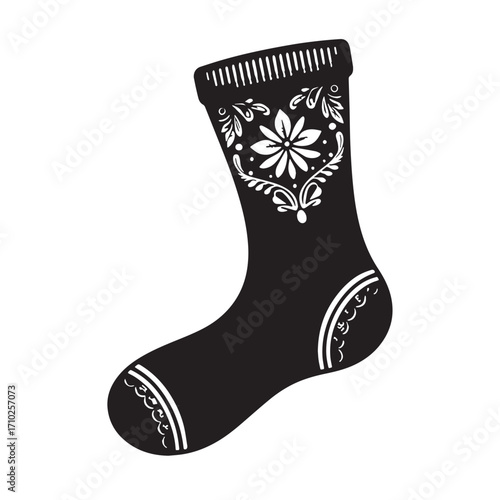 Black Stocking Silhouette Vector Illustration design, Solid White Background