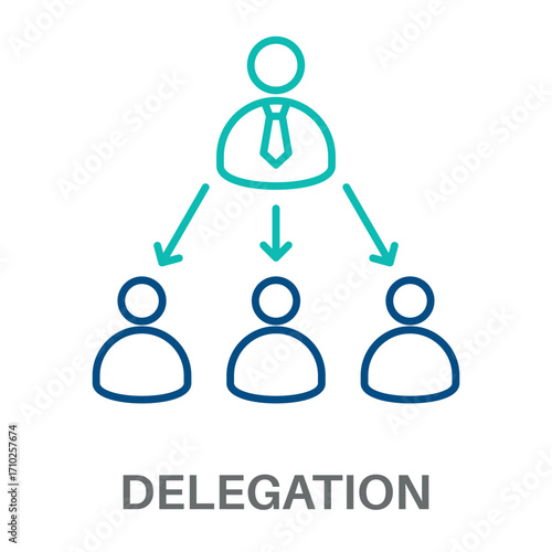 Delegation Outline Color Blue With Green Concept Simple Style Design Vector