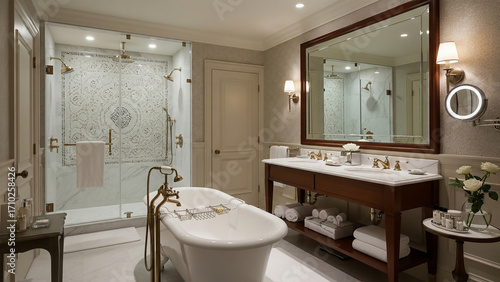 Foto Classic American Luxury Timeless Bathroom Design with  Modern Touches