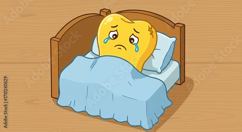 Tooth illustration in bed