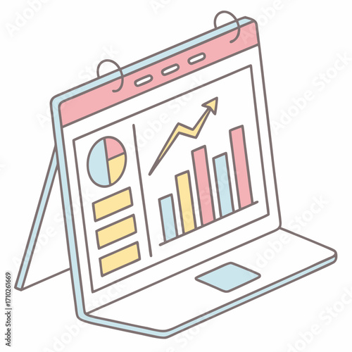 Flat pastel digital marketing analysis chart icon