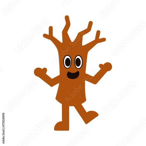 Vector art illustration of a dancing mascot in a tree design