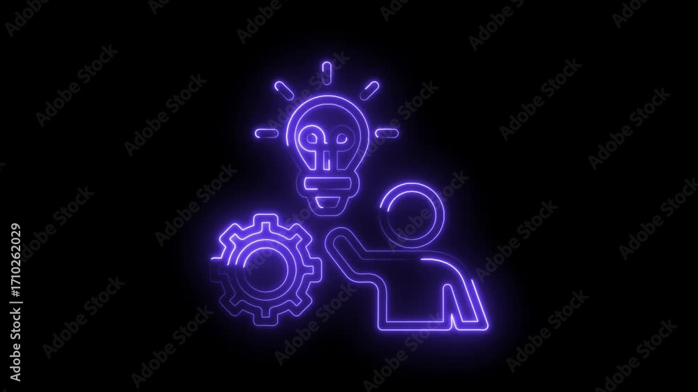 Glowing neon light idea generation illustration revealing innovation,creative thinking,and problem solving concepts