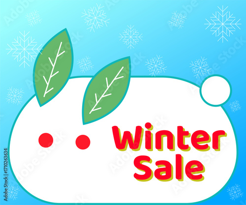 冬のウィンターセール 雪うさぎと雪の結晶 ブルー〜Winter Sale Snow Rabbit and Snowflake Blue〜