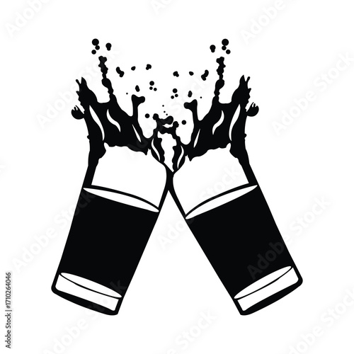 Beer cheers vector illustration – clinking beer glasses with splash design. eps