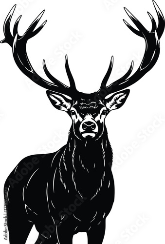 Majestic stag with impressive antlers, standing tall and proud, showcasing the beauty and strength of this wild animal