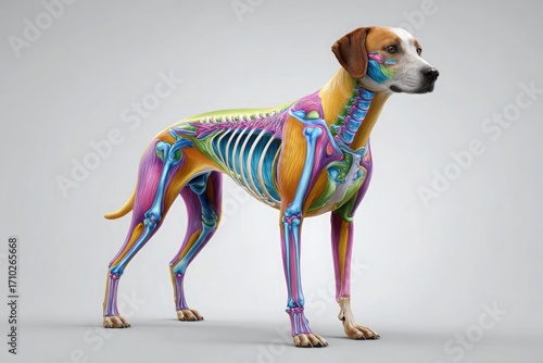 Dog Anatomy Skeleton Musculature Detailed Illustration