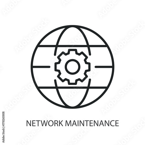 Network maintenance thin line vector icons.