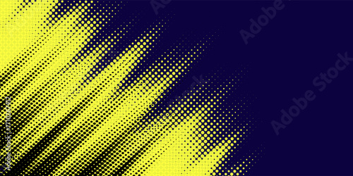 Dots halftone yellow and dark blue color pattern gradient grunge texture background. vector grunge sport.modern