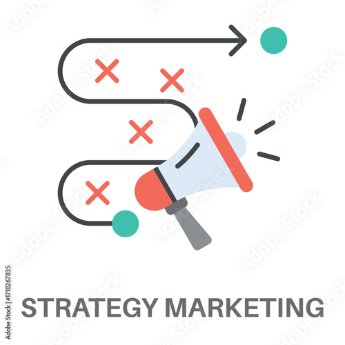 Strategy Marketing Flat Concept Simple Style Design Vector