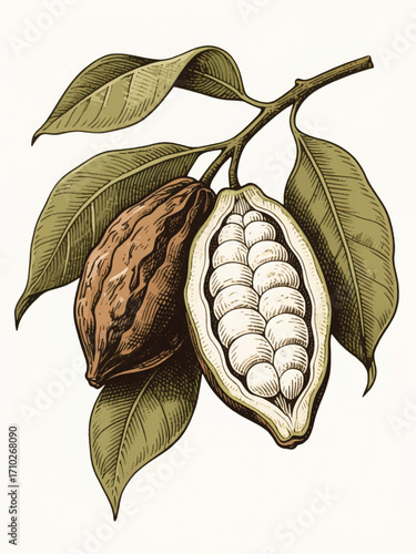 Cocoa Plant Nature Illustrator Artwork Design Template Poster