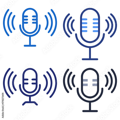 Microphone and Voice Message Vector Icon Set – Social Audio