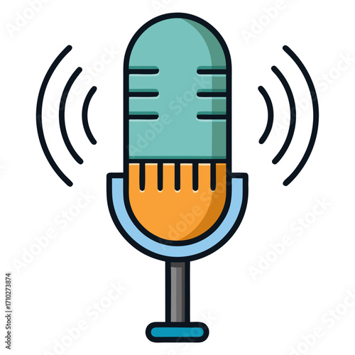 Microphone and Voice Message Vector Icon – Social Audio