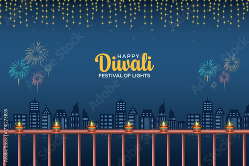 happy diwali festival of lights. creative vector illustration design.