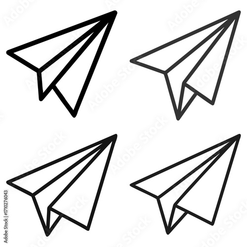  Paper Plane Send Vector Icon Set – Direct Message Symbol