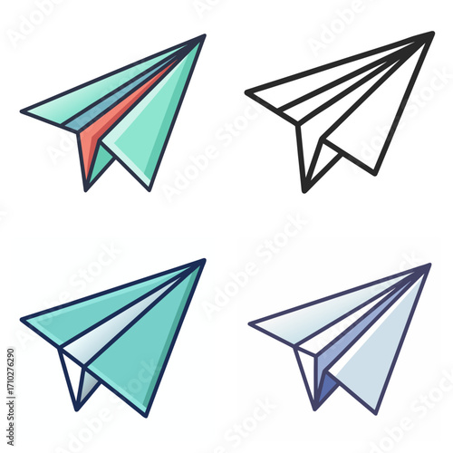  Paper Plane Send Vector Icon Set – Direct Message Symbol