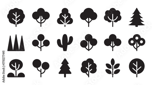 Cabin nature icons with hiker mountain lake forest night sky and reflection in black silhouette style