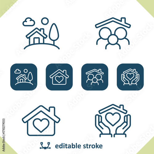 Home Icons. House, Family, Dream Home, Hands, Real Estate Icon