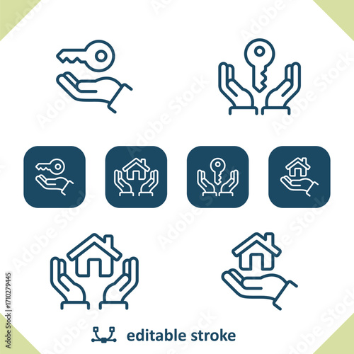 Real Estate Icons. Hands, Hand, House, Home Icon