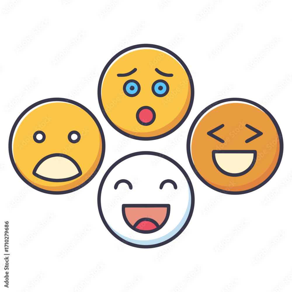 Fototapeta premium Emoji Reaction Face Vector Icon Set – Social Media Emotion