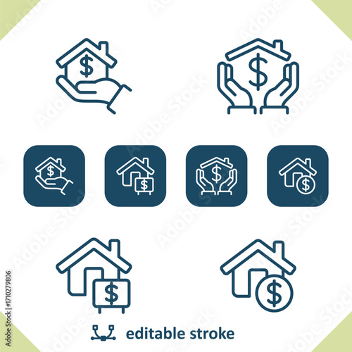 Real Estate Icons. Price, Dollar, House, Home Icon