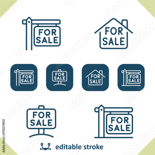 Real Estate Sign Icons. For Sale, House Icon
