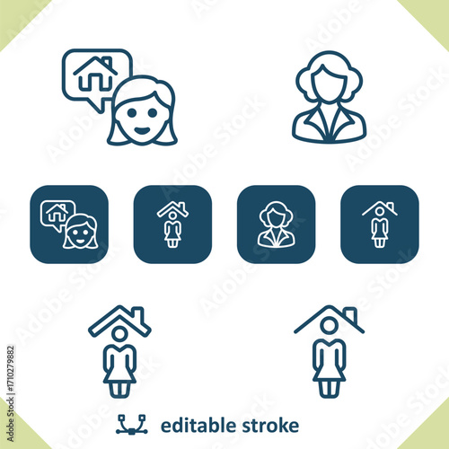 Realtor Icons. Real Estate Agent, House, Home Owner Icon