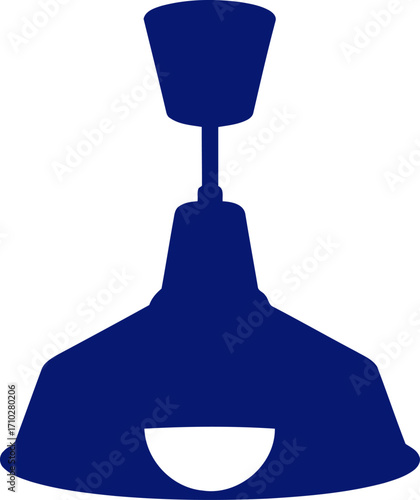 classic blue industrial pendant lamp graphic for vintage interior design, isolated on transparent background