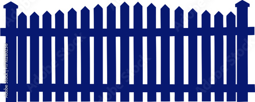 classic blue picket fence a charming icon for home and garden designs, isolated on transparent background