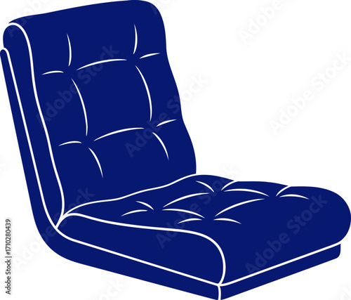deep blue comfort luxurious upholstered chair icon, isolated on transparent background