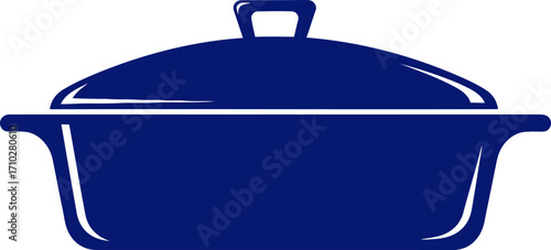 elegant midnight blue cooking pot icon for culinary branding, isolated on transparent background