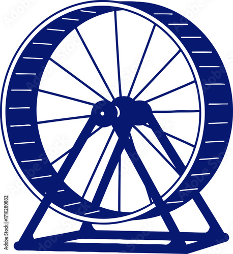 hamster wheel classic blue silhouette for pet shop branding, isolated on transparent background