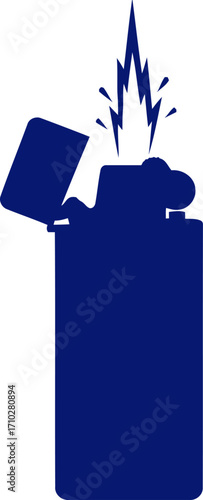 igniting passion blue bic lighter silhouette graphic, isolated on transparent background