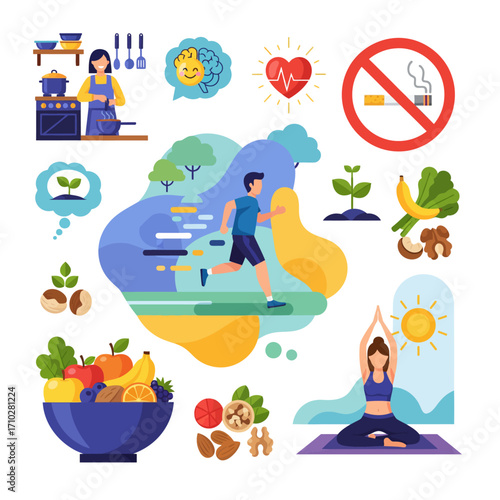 vector healthy care routine habit