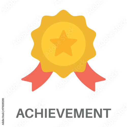 Achievement Flat Concept Simple Style Design Vector