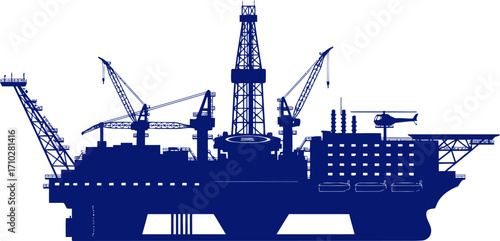 majestic offshore oil rig deepwater energy silhouette , isolated on transparent background