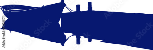 midnight blue boats at dock serene coastal art, isolated on transparent background