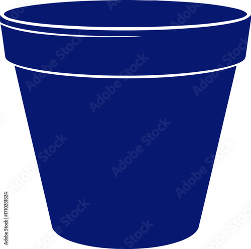 midnight blue flower pot a simple icon for gardening and home decor, isolated on transparent background
