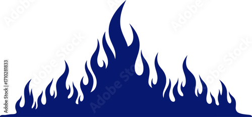 midnight blue flames abstract design, fiery passion, burning energy, isolated on transparent background